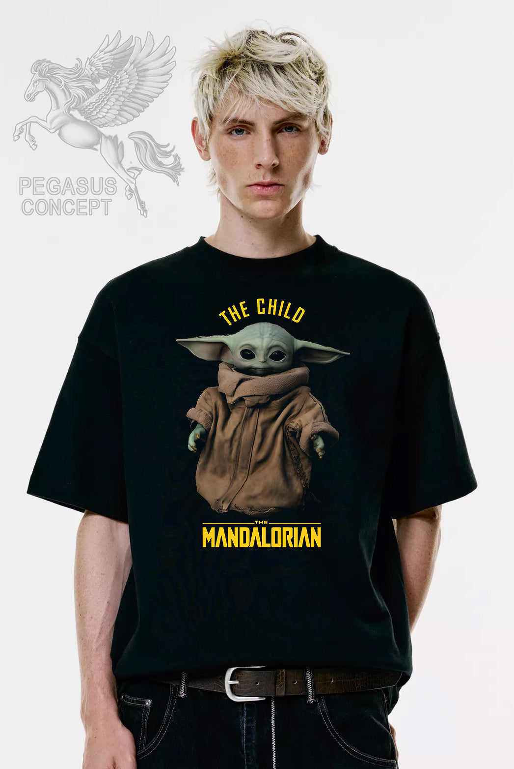 Μπλούζα μακό Premium ποιότητας σε χρώμα μαύρο με τύπωμα Star Wars Joda Mandalorian