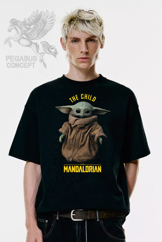 Μπλούζα μακό Premium ποιότητας σε χρώμα μαύρο με τύπωμα Star Wars Joda Mandalorian