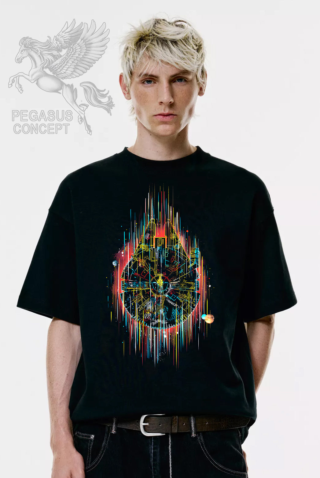 Μπλούζα μακό Premium ποιότητας σε χρώμα μαύρο με τύπωμα Star Wars Millenium Falcon