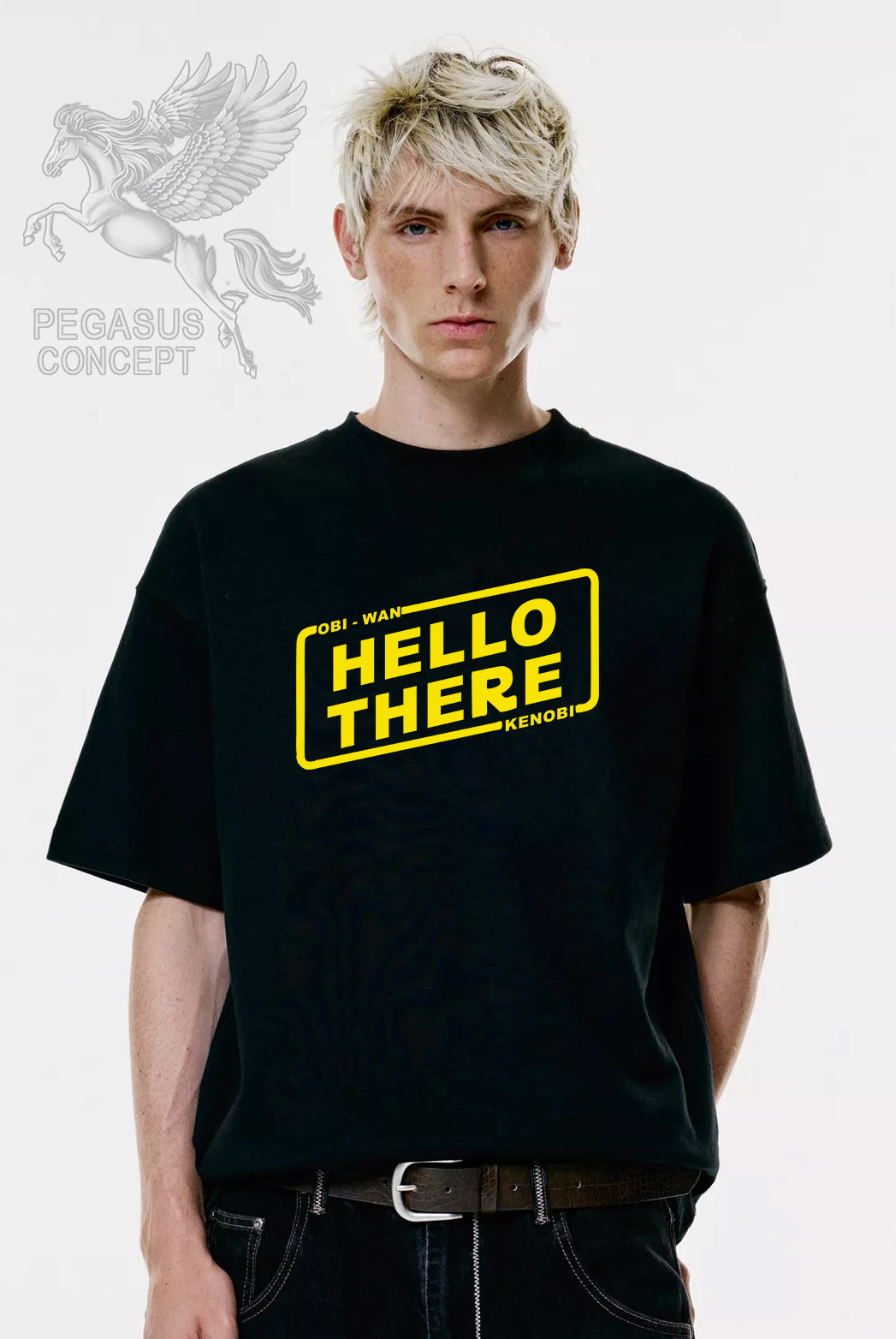 Μπλούζα μακό Premium ποιότητας σε χρώμα μαύρο με τύπωμα Star Wars Hello There Obi Wuan