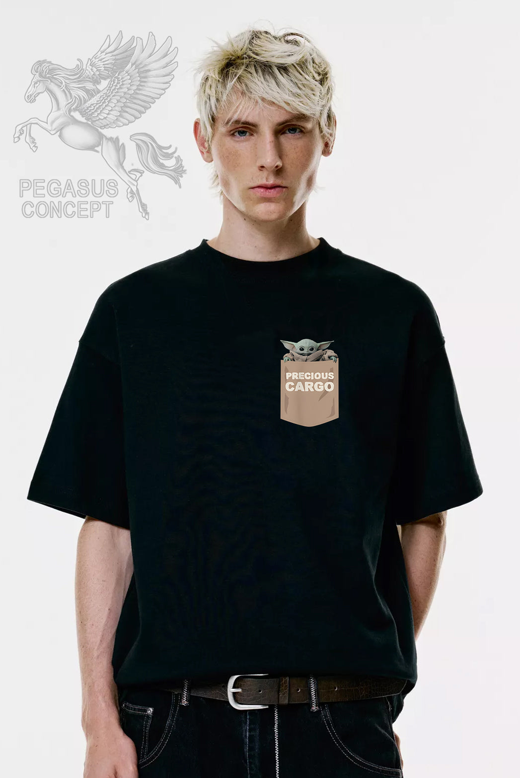 Μπλούζα μακό Premium ποιότητας σε χρώμα μαύρο με τύπωμα Star Wars Joda pocket