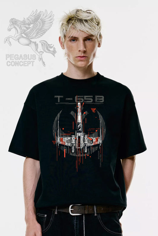 Μπλούζα μακό Premium ποιότητας σε χρώμα μαύρο με τύπωμα Star Wars Red Five