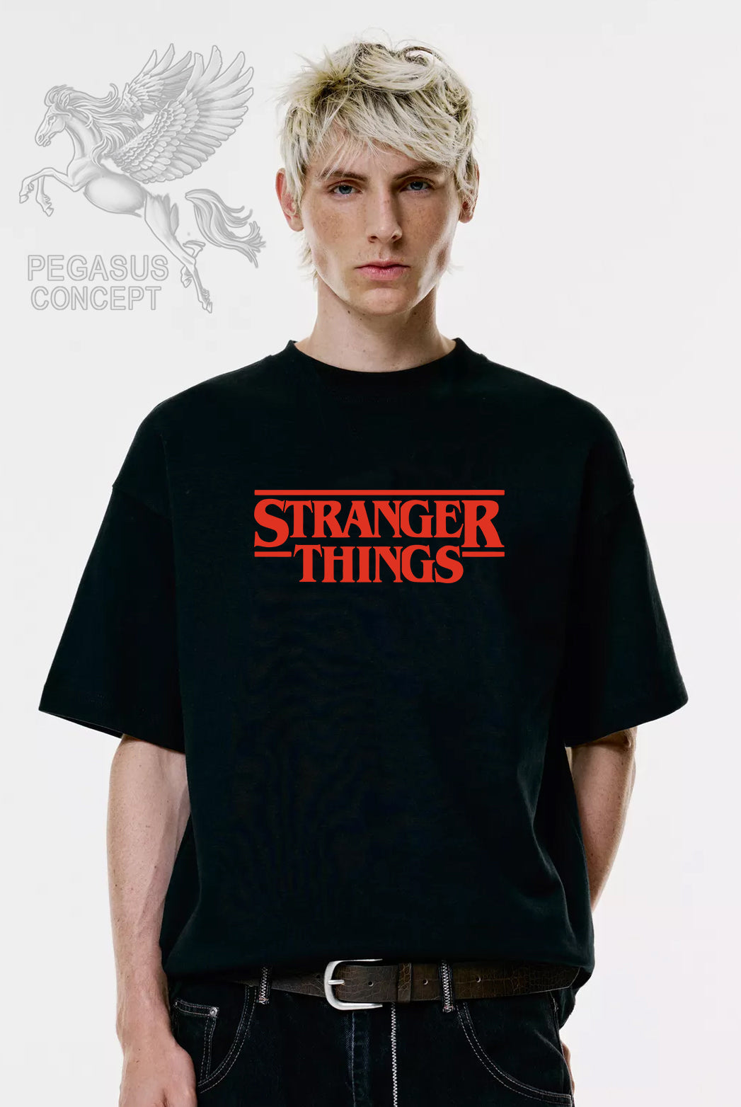 Μπλούζα μακό Premium ποιότητας σε χρώμα μαύρο με τύπωμα Stranger Things