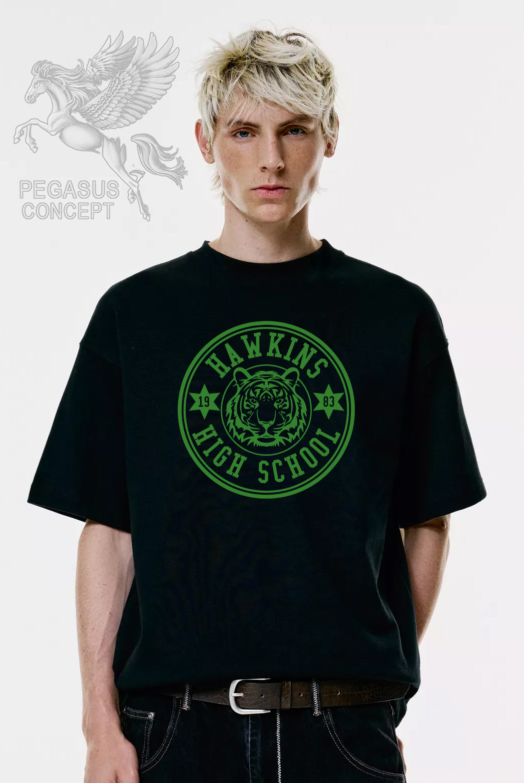 Μπλούζα μακό Premium ποιότητας σε χρώμα μαύρο με τύπωμα Stranger Things