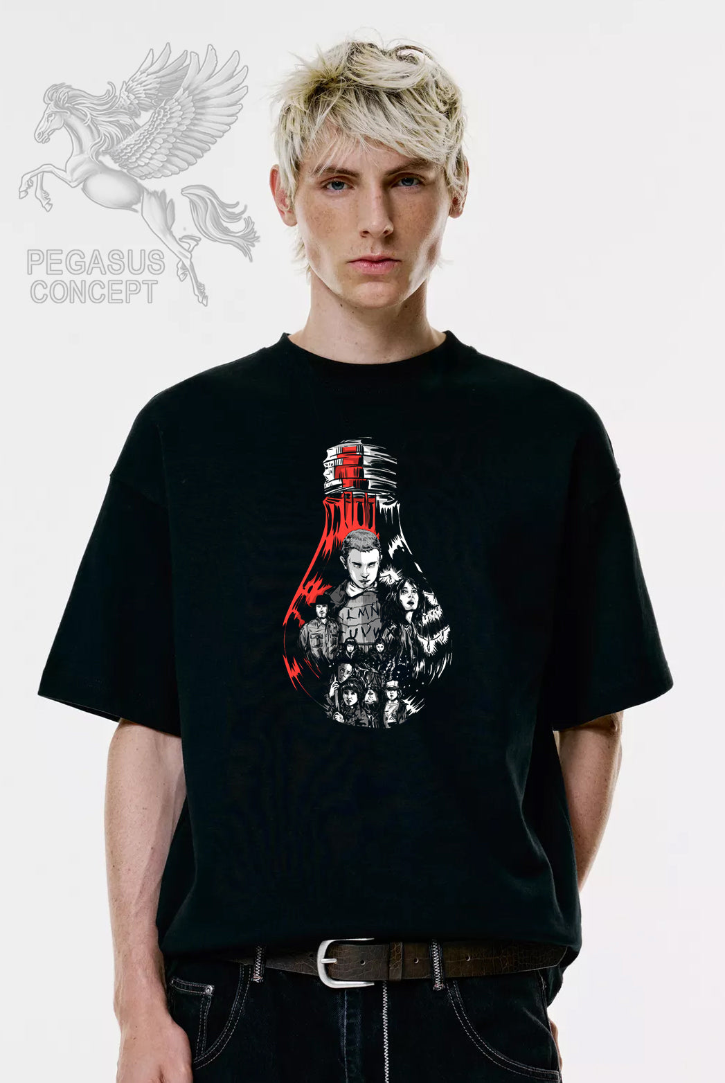 Μπλούζα μακό Premium ποιότητας σε χρώμα μαύρο με τύπωμα Stranger Things