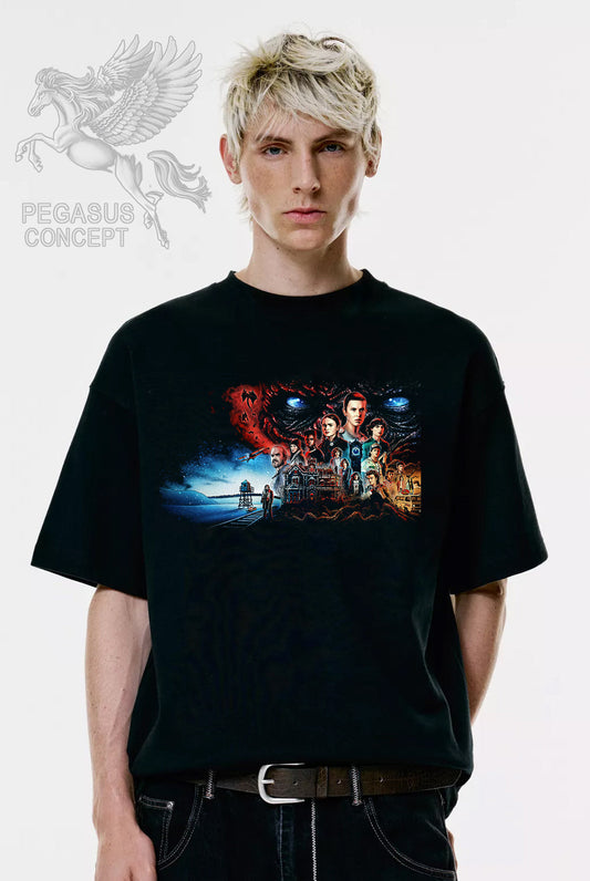 Μπλούζα μακό Premium ποιότητας σε χρώμα μαύρο με τύπωμα Stranger Things