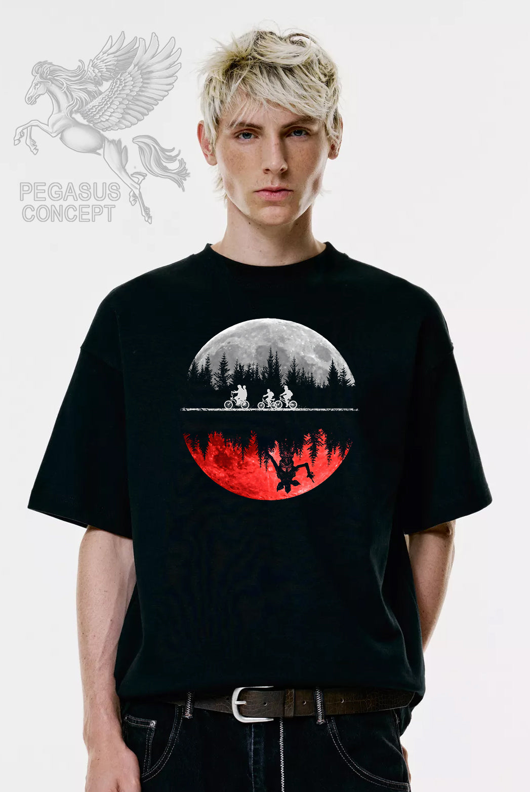 Μπλούζα μακό Premium ποιότητας σε χρώμα μαύρο με τύπωμα Stranger Things