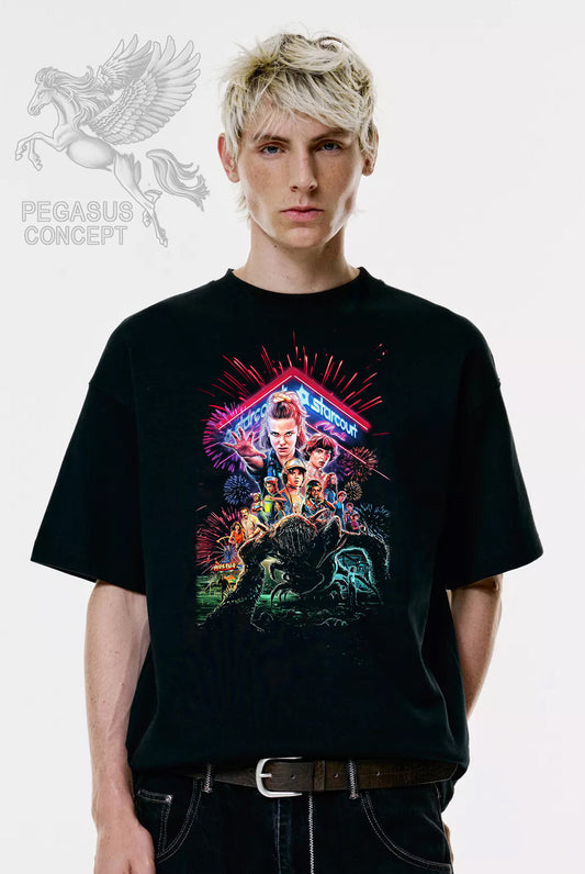 Μπλούζα μακό Premium ποιότητας σε χρώμα μαύρο με τύπωμα Stranger Things