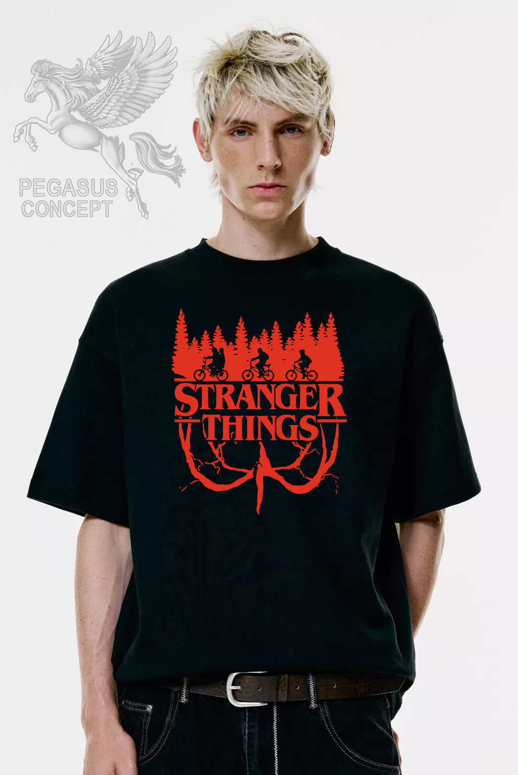 Μπλούζα μακό Premium ποιότητας σε χρώμα μαύρο με τύπωμα Stranger Things