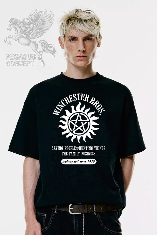 Μπλούζα μακό Premium ποιότητας σε χρώμα μαύρο με τύπωμα Supernatural