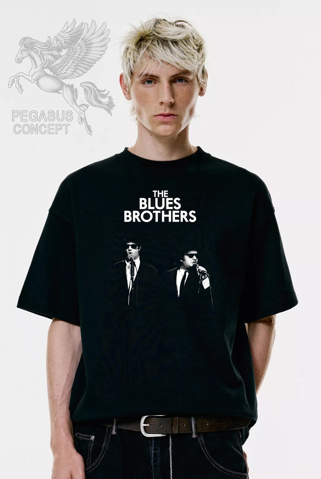 Μπλούζα μακό Premium ποιότητας σε χρώμα μαύρο με τύπωμα The Blues Brothers