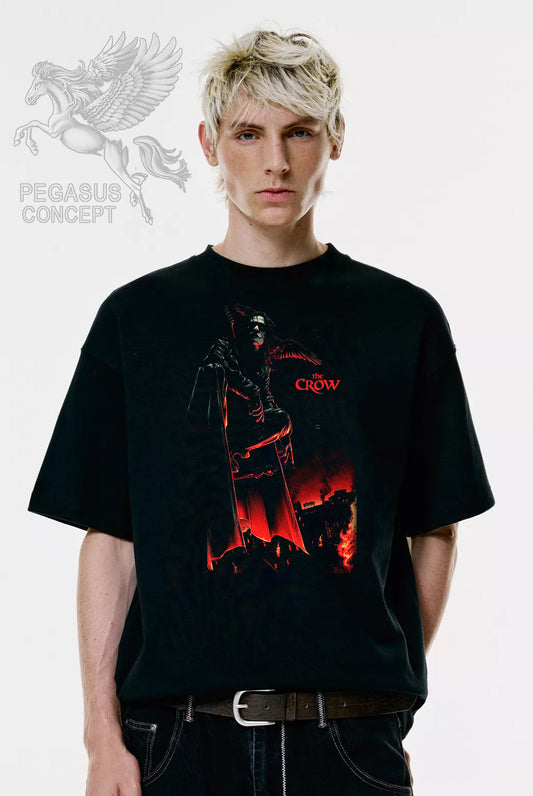 Μπλούζα μακό Premium ποιότητας σε χρώμα μαύρο με τύπωμα Crow
