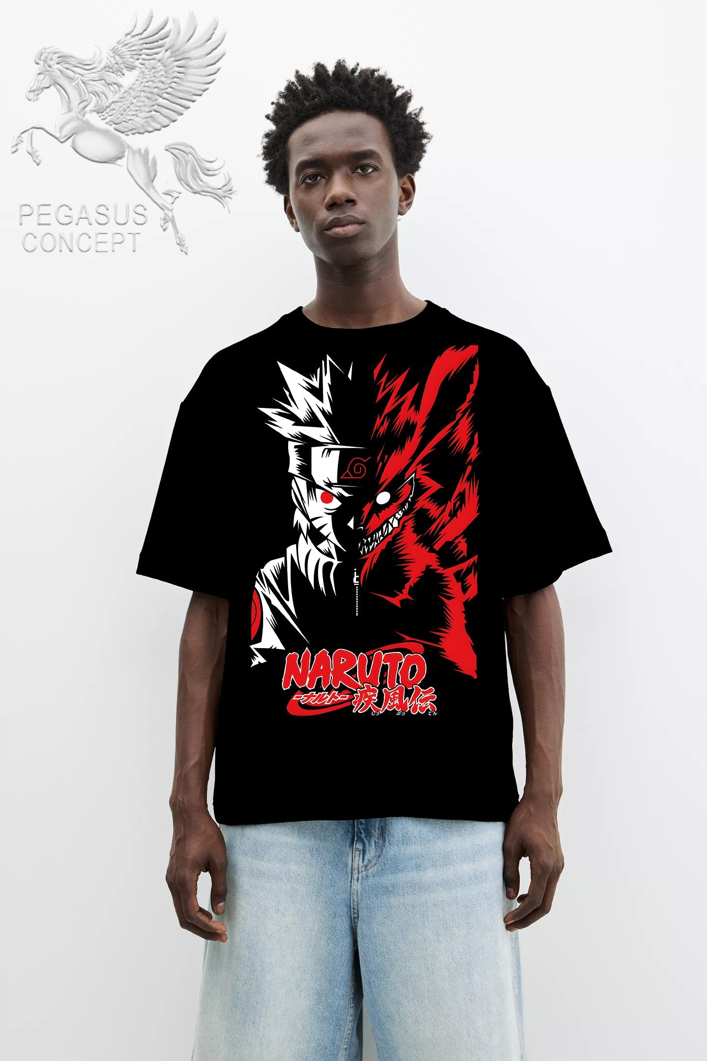 Μπλούζα μακό Premium ποιότητας σε χρώμα μαύρο με τύπωμα Naruto