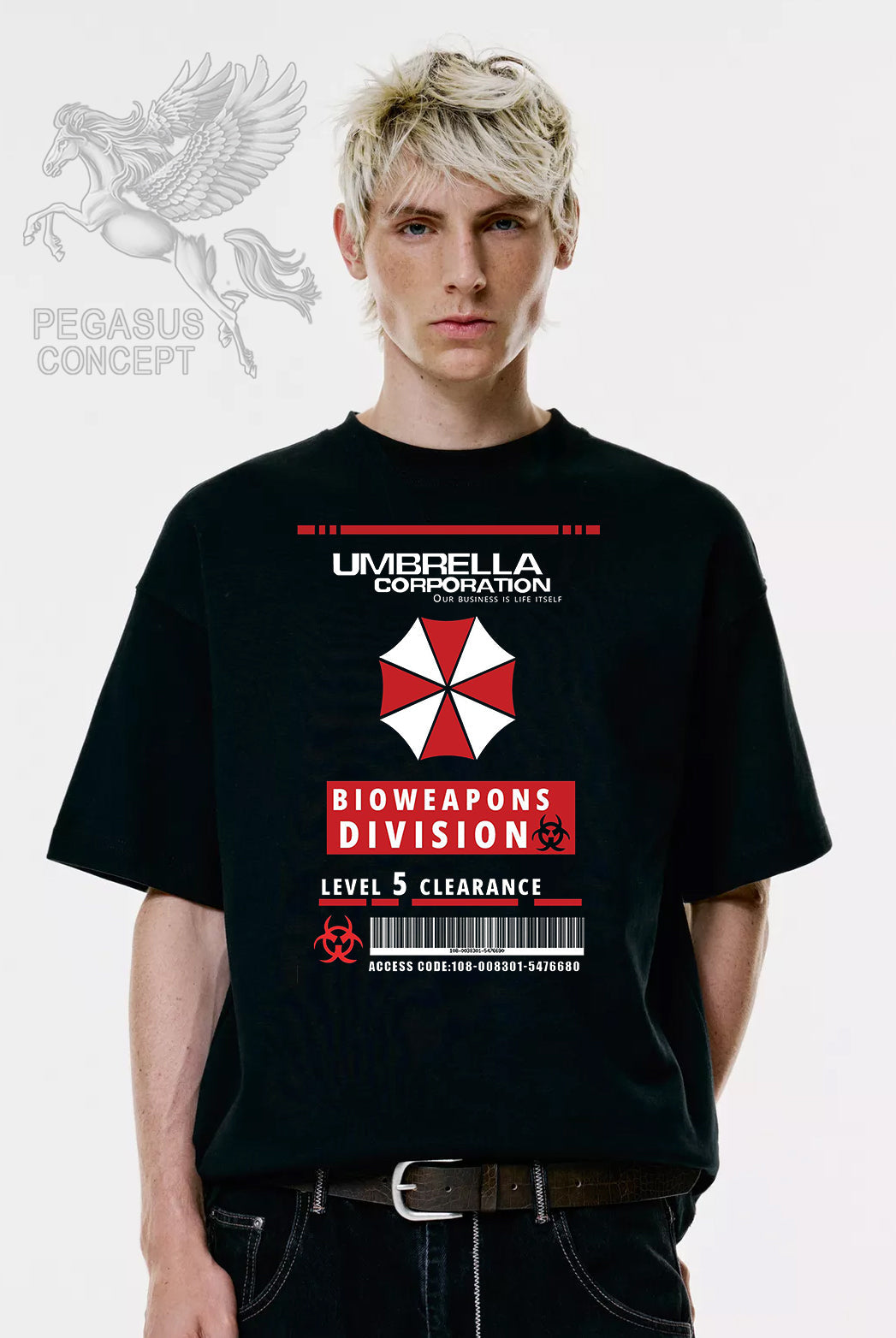 Μπλούζα μακό Premium ποιότητας σε χρώμα μαύρο με τύπωμα The Umbrella Company