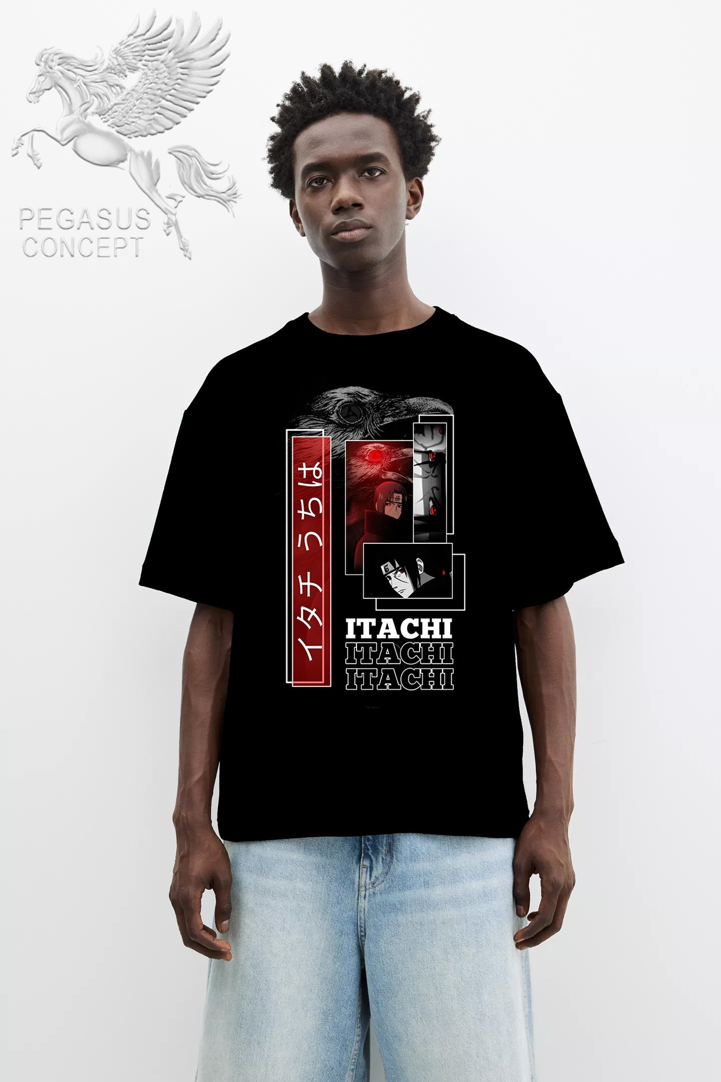 Μπλούζα μακό Premium ποιότητας σε χρώμα μαύρο με τύπωμα Itachi