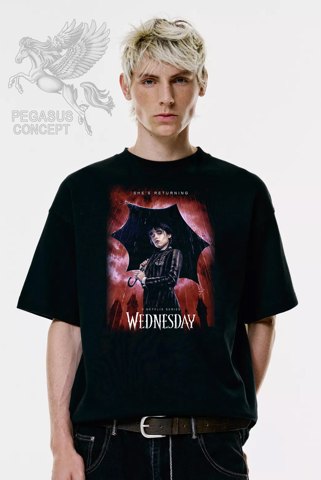 Μπλούζα μακό Premium ποιότητας σε χρώμα μαύρο με τύπωμα Wednesday