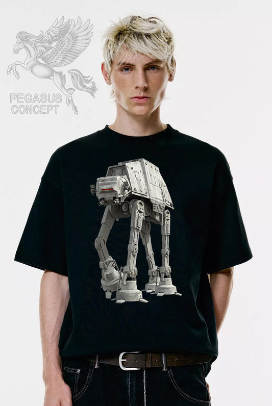 Μπλούζα μακό Premium ποιότητας σε χρώμα μαύρο με τύπωμα Star Wars At At