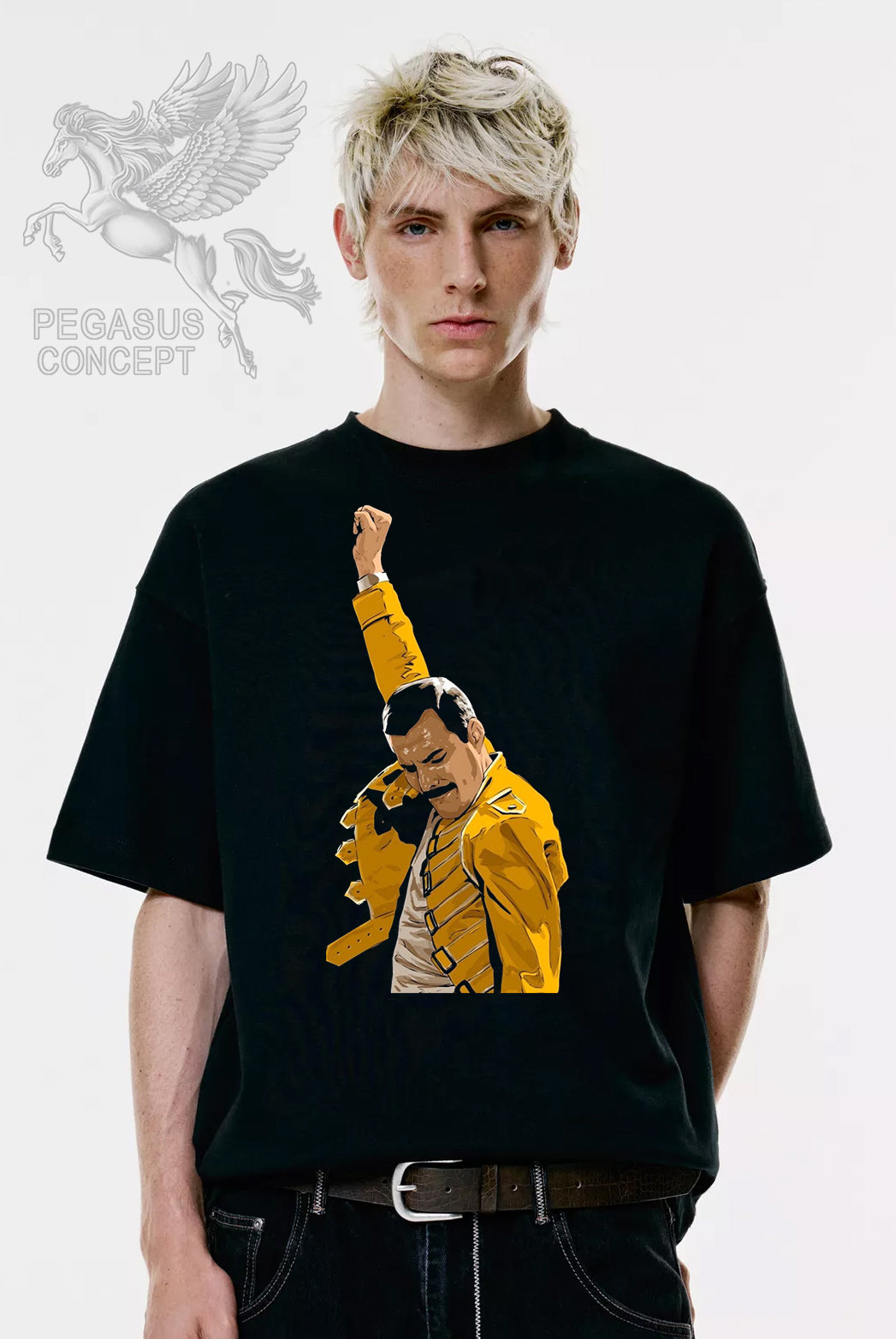 Μπλούζα μακό Premium ποιότητας σε χρώμα μαύρο με τύπωμα Freddie Mercury - Queen