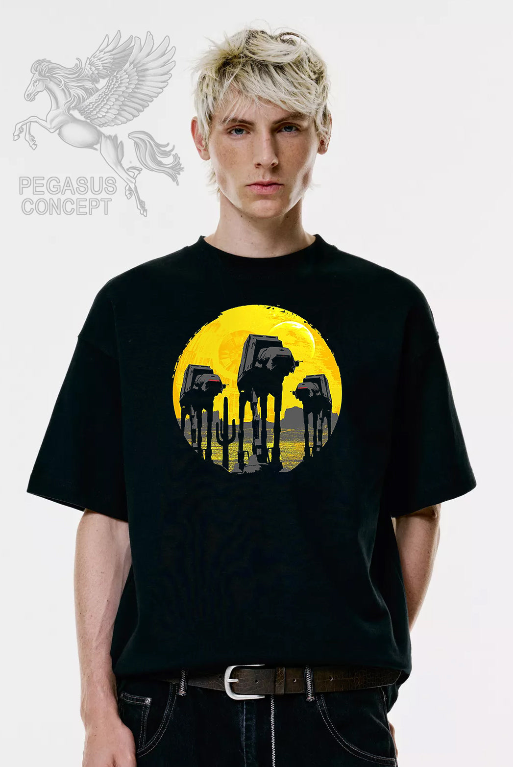 Μπλούζα μακό Premium ποιότητας σε χρώμα μαύρο με τύπωμα Star Wars At At