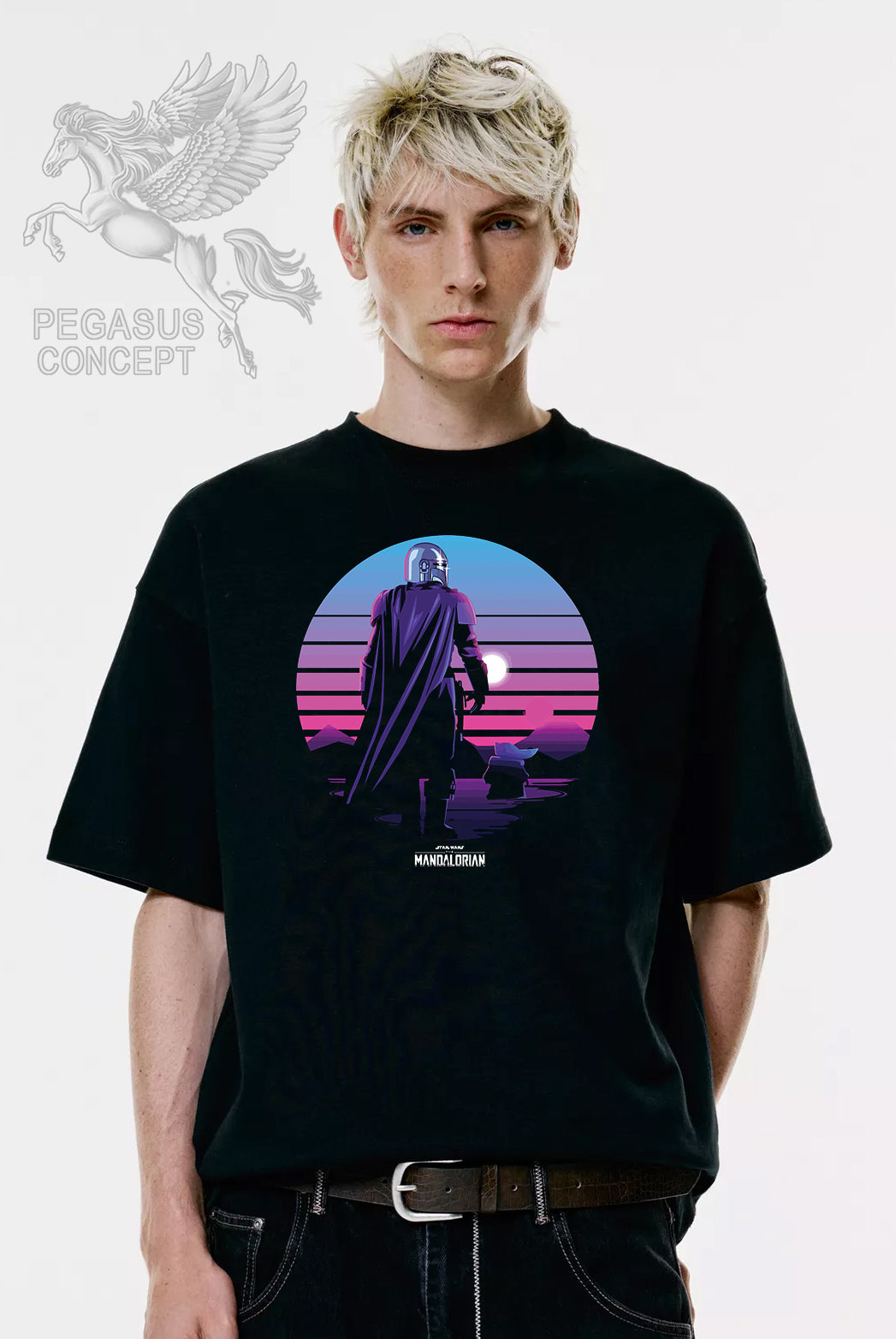 Μπλούζα μακό Premium ποιότητας σε χρώμα μαύρο με τύπωμα Star Wars Mandalorian