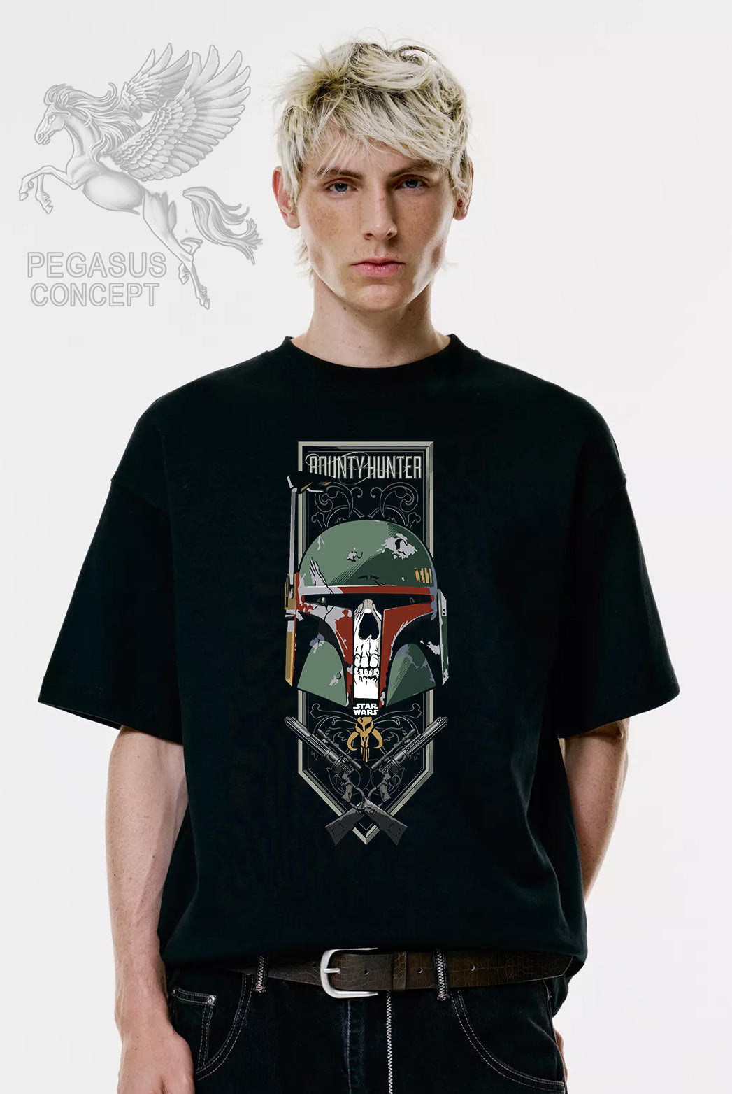 Μπλούζα μακό Premium ποιότητας σε χρώμα μαύρο με τύπωμα Star Wars Mandalorian