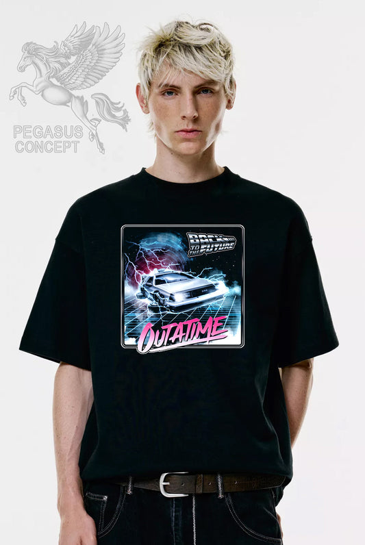 Μπλούζα μακό Premium ποιότητας σε χρώμα μαύρο με τύπωμα Back to the Future