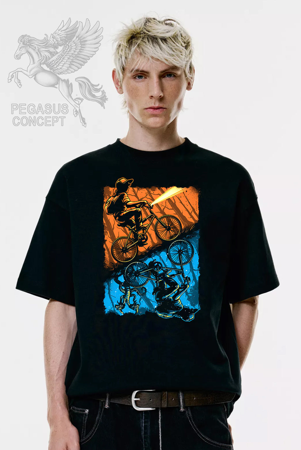 Μπλούζα μακό Premium ποιότητας σε χρώμα μαύρο με τύπωμα Starnger Things