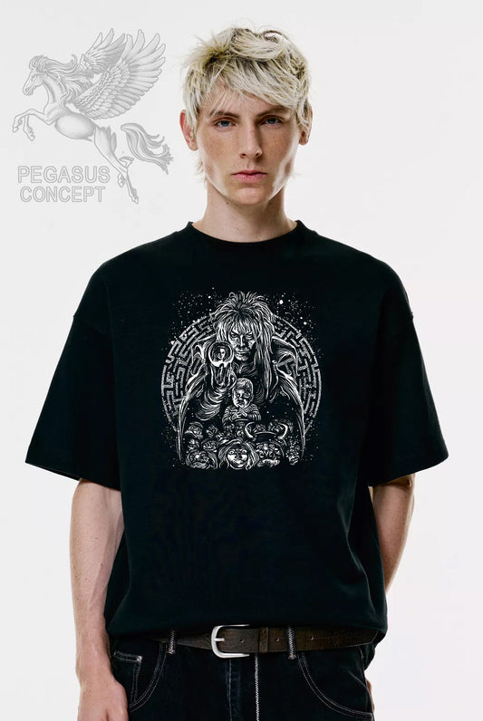 Μπλούζα μακό Premium ποιότητας σε χρώμα μαύρο με τύπωμα The Labyrinth - David Bowie