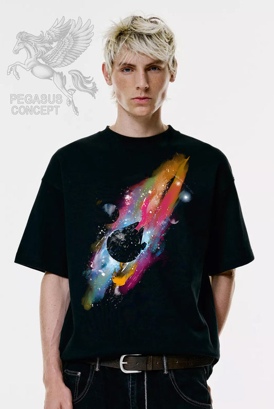 Μπλούζα μακό Premium ποιότητας σε χρώμα μαύρο με τύπωμα Star Wars Millenium Falcon