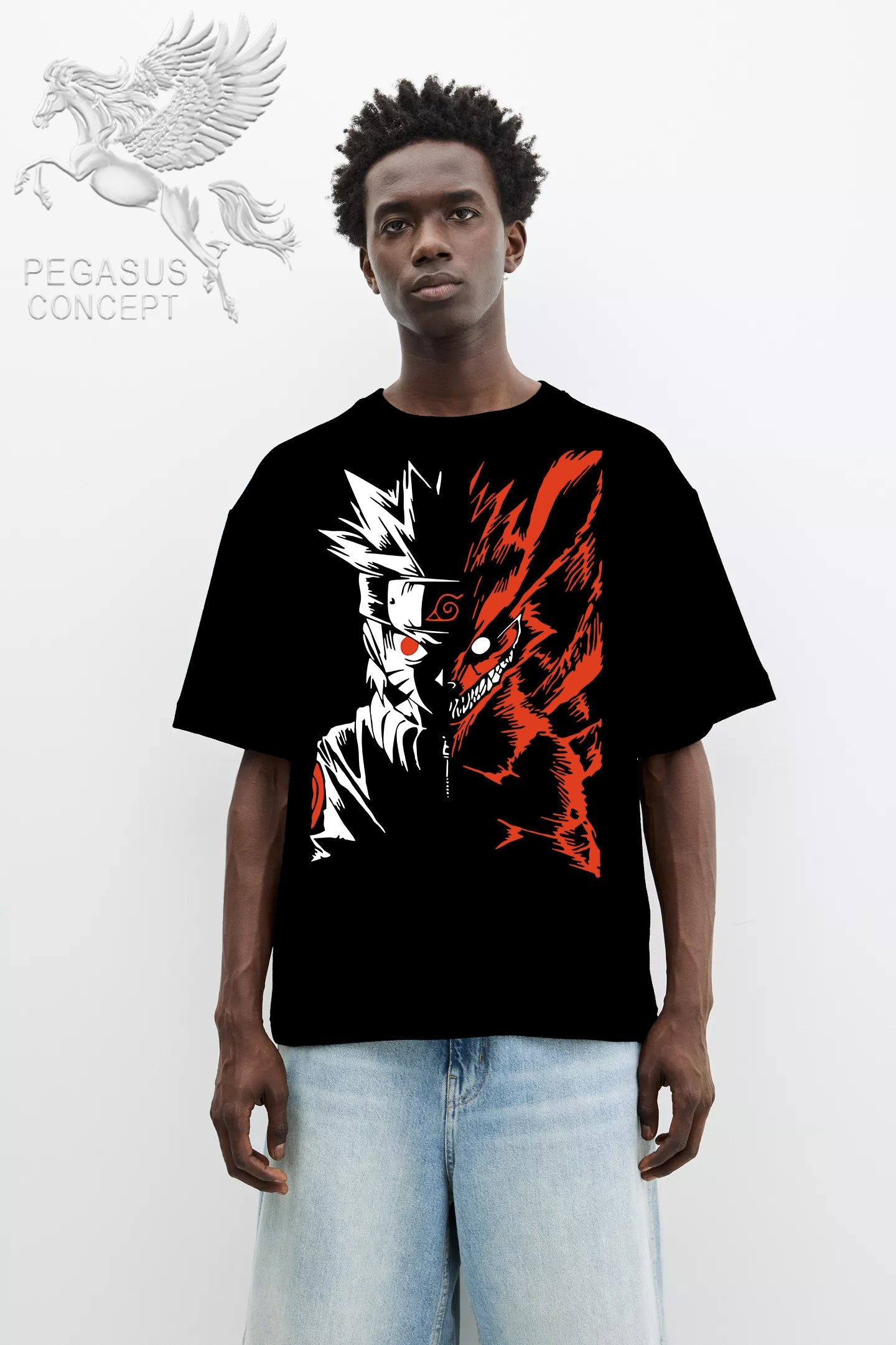 Μπλούζα μακό Premium ποιότητας σε χρώμα μαύρο με τύπωμα Naruto