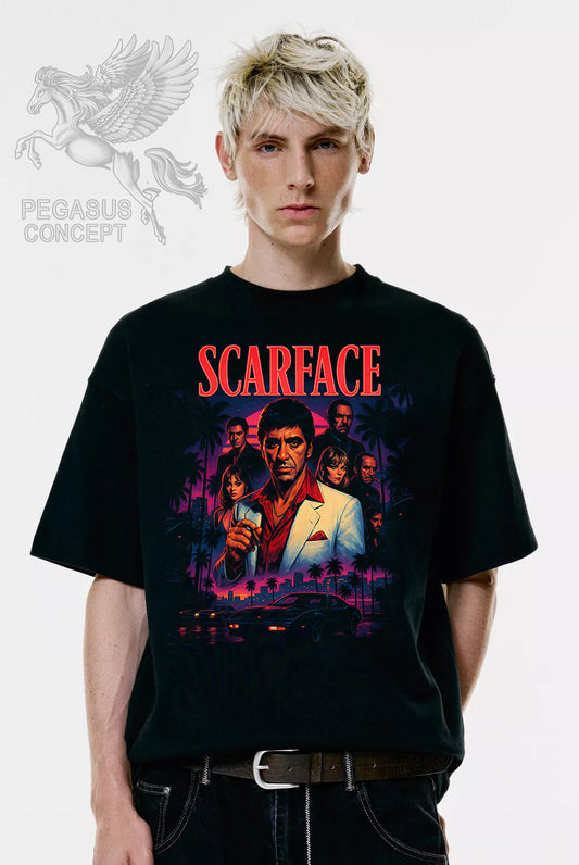 Μπλούζα μακό Premium ποιότητας σε χρώμα μαύρο με τύπωμα Scarface