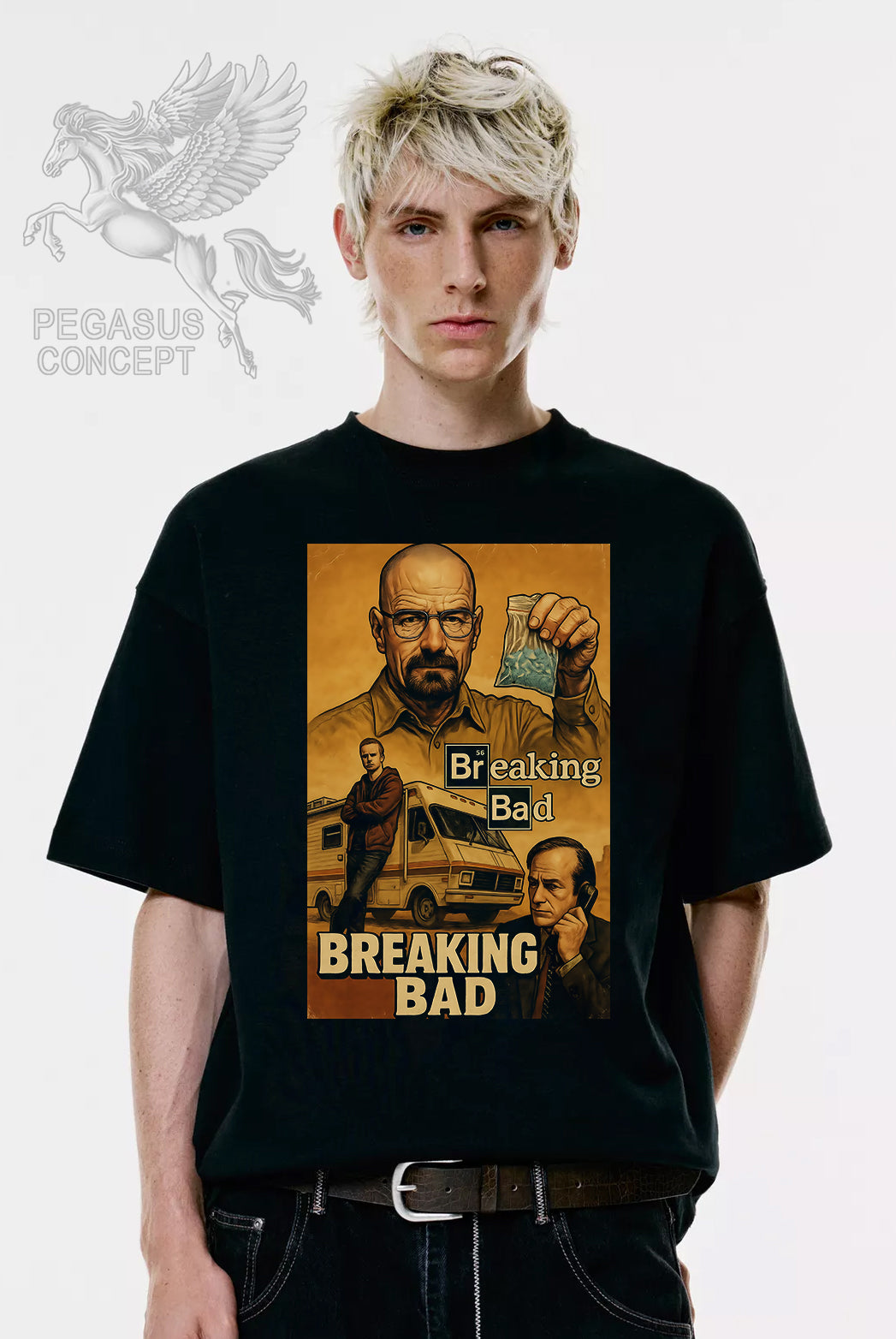 Μπλούζα μακό Premium ποιότητας σε χρώμα μαύρο με τύπωμα Breaking Bad