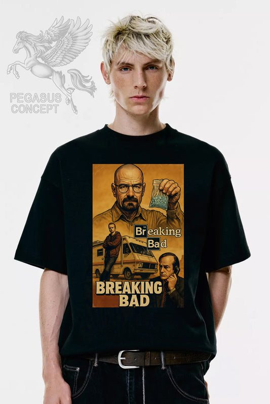 Μπλούζα μακό Premium ποιότητας σε χρώμα μαύρο με τύπωμα Breaking Bad