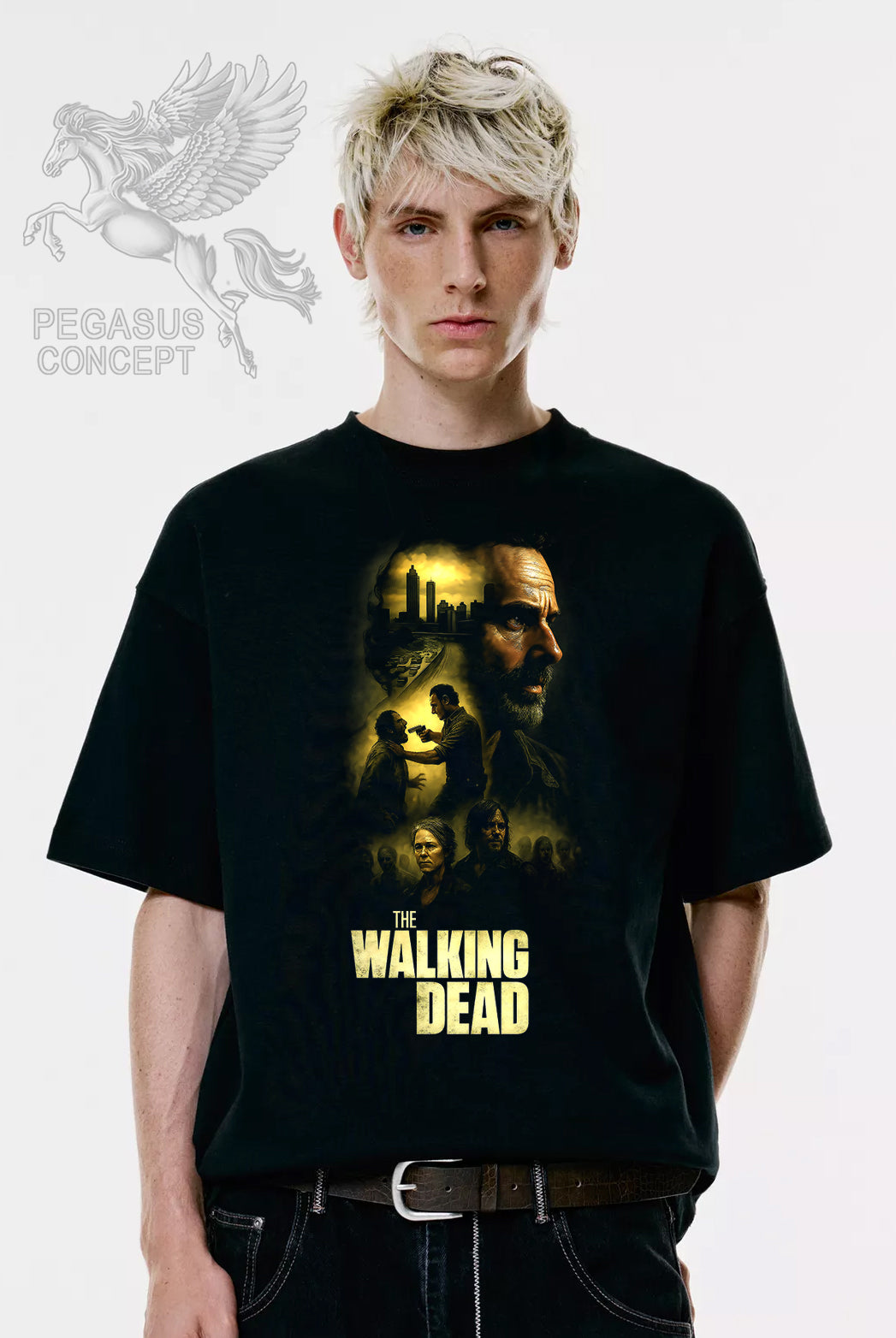 Μπλούζα μακό Premium ποιότητας σε χρώμα μαύρο με τύπωμα The Walking Dead