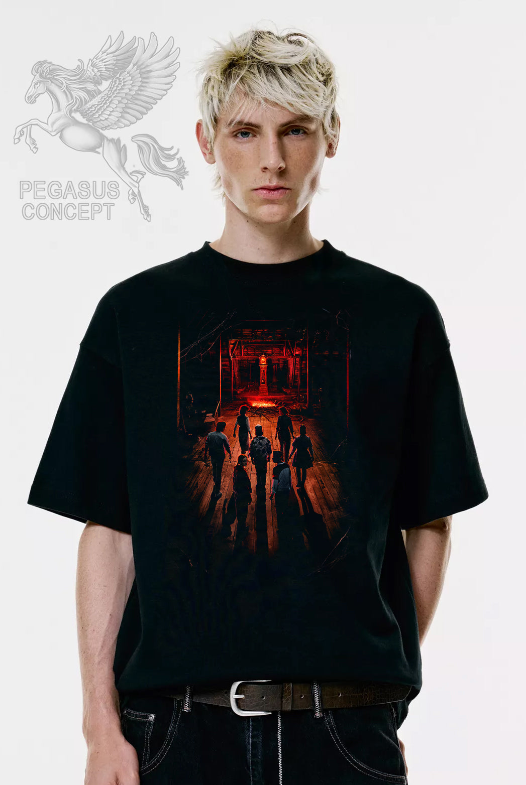 Μπλούζα μακό Premium ποιότητας σε χρώμα μαύρο με τύπωμα Stranger Things