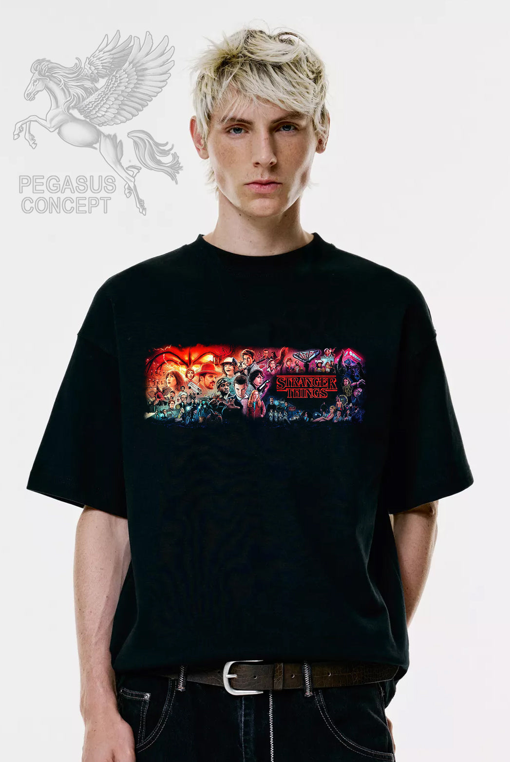 Μπλούζα μακό Premium ποιότητας σε χρώμα μαύρο με τύπωμα Stranger Things