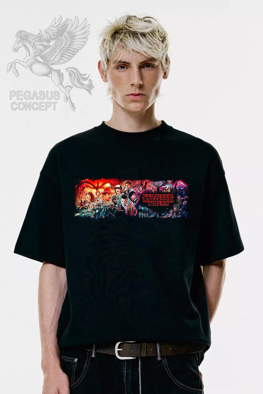 Μπλούζα μακό Premium ποιότητας σε χρώμα μαύρο με τύπωμα Stranger Things