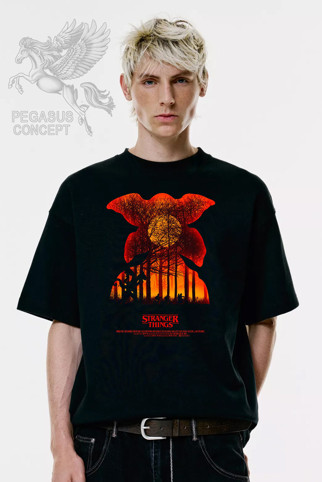 Μπλούζα μακό Premium ποιότητας σε χρώμα μαύρο με τύπωμα Stranger Things