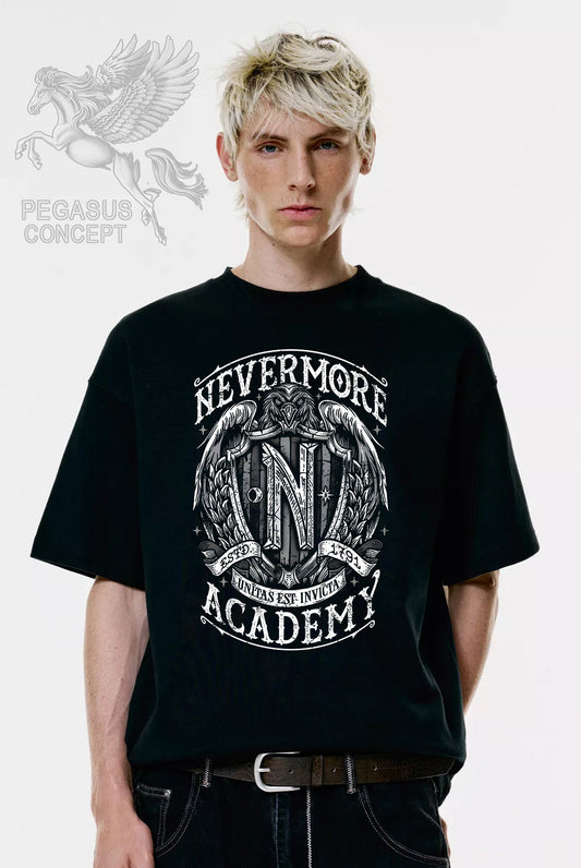 Μπλούζα μακό Premium ποιότητας σε χρώμα μαύρο με τύπωμα Wednesday - Nevermore Academy
