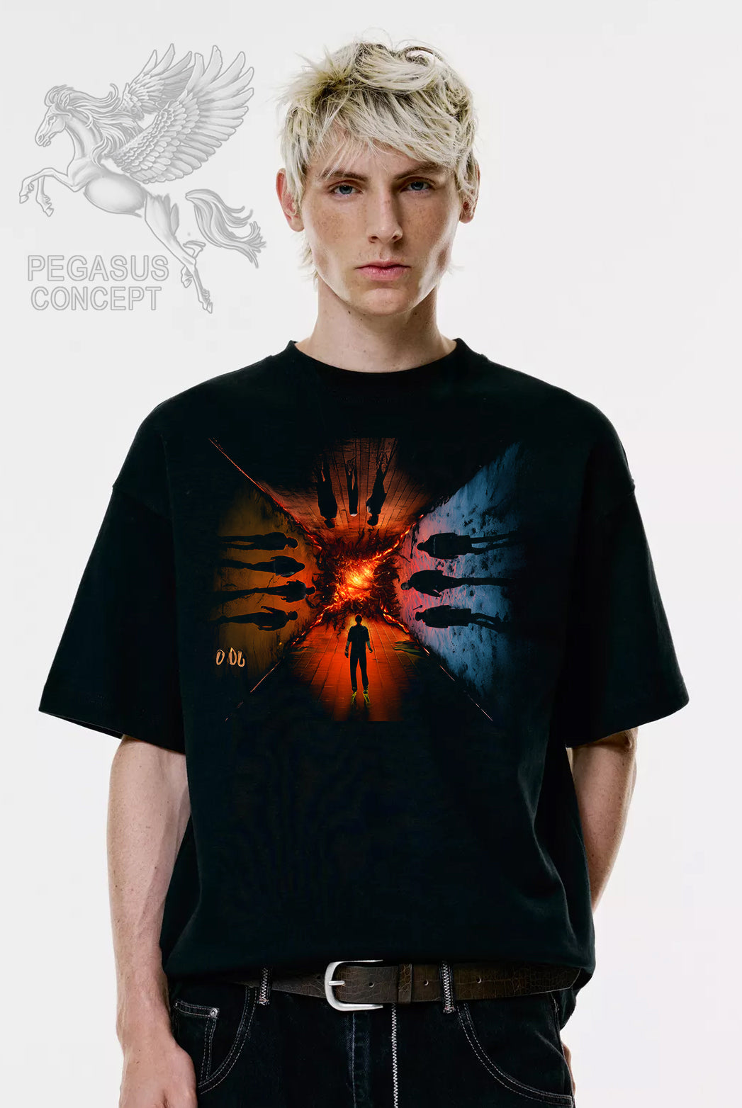 Μπλούζα μακό Premium ποιότητας σε χρώμα μαύρο με τύπωμα Stranger Things