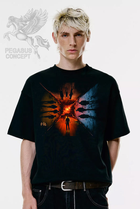 Μπλούζα μακό Premium ποιότητας σε χρώμα μαύρο με τύπωμα Stranger Things