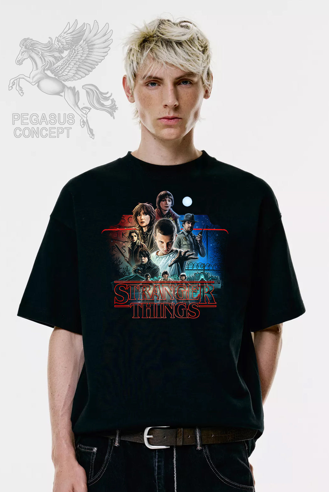 Μπλούζα μακό Premium ποιότητας σε χρώμα μαύρο με τύπωμα Stranger Things