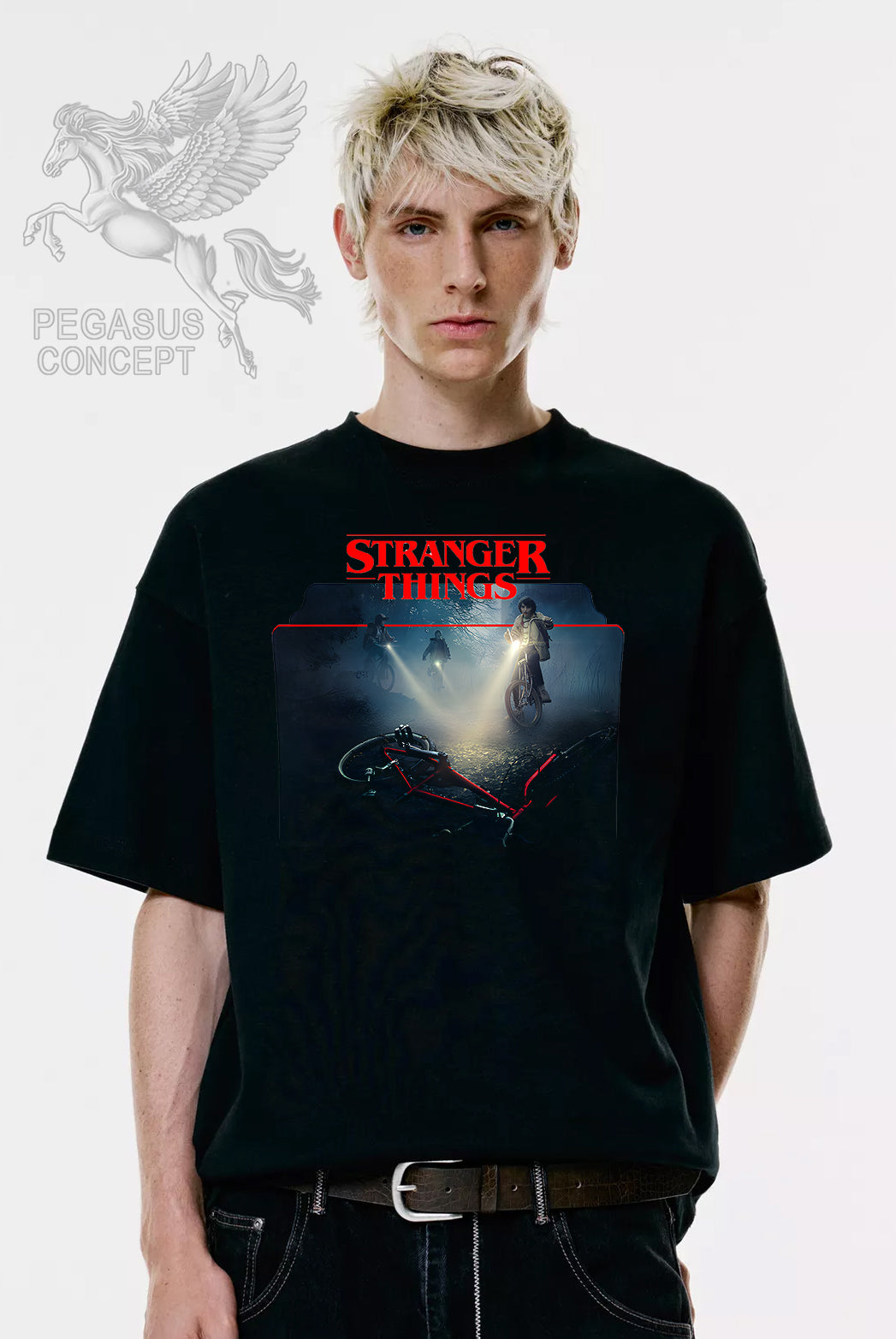 Μπλούζα μακό Premium ποιότητας σε χρώμα μαύρο με τύπωμα Stranger Things