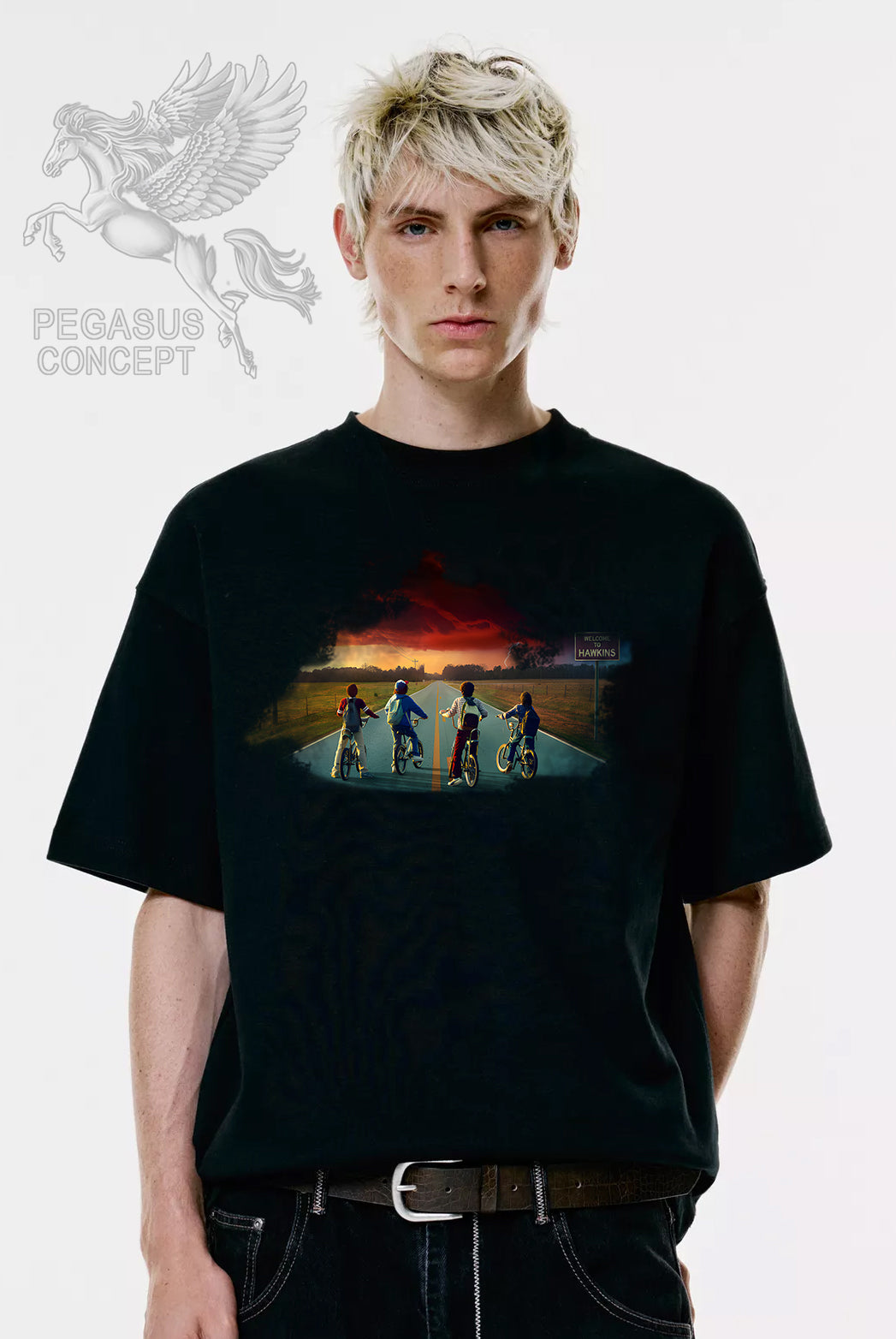 Μπλούζα μακό Premium ποιότητας σε χρώμα μαύρο με τύπωμα Stranger Things