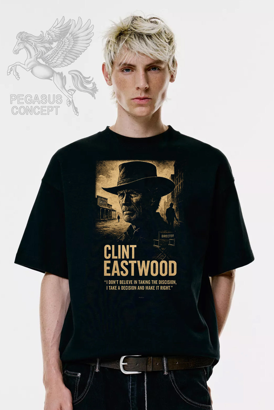 Μπλούζα μακό Premium ποιότητας σε χρώμα μαύρο με τύπωμα Clint Eastwood