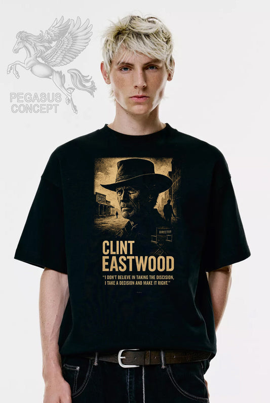 Μπλούζα μακό Premium ποιότητας σε χρώμα μαύρο με τύπωμα Clint Eastwood
