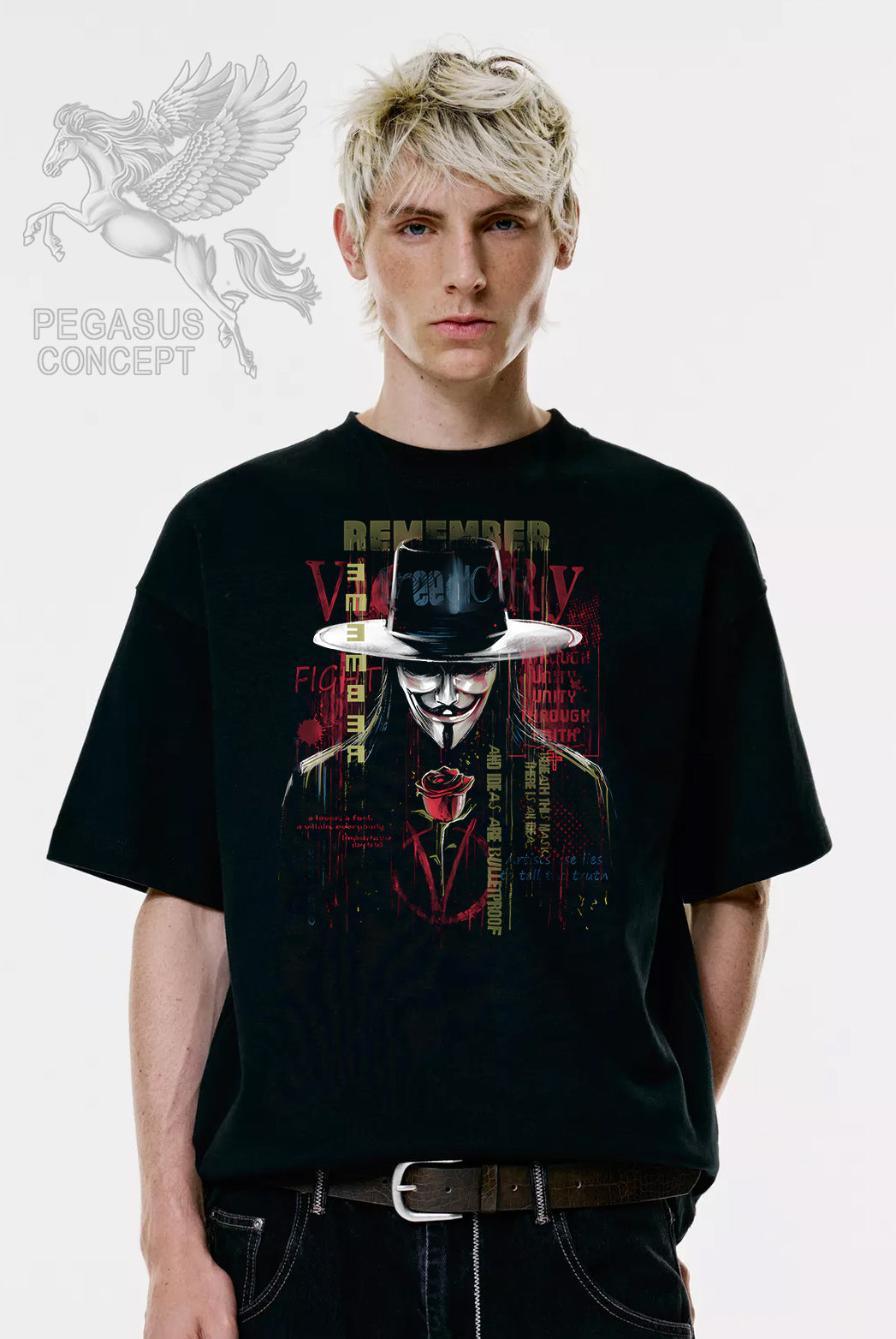 Μπλούζα μακό Premium ποιότητας σε χρώμα μαύρο με τύπωμα V for Vendeta