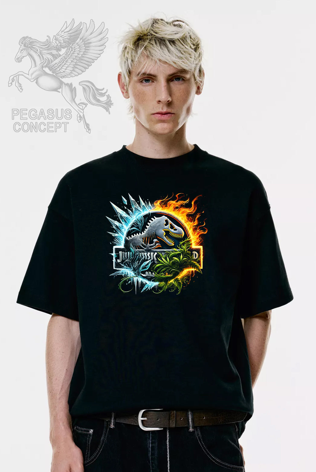 Μπλούζα μακό Premium ποιότητας σε χρώμα μαύρο με τύπωμα Jurasic World