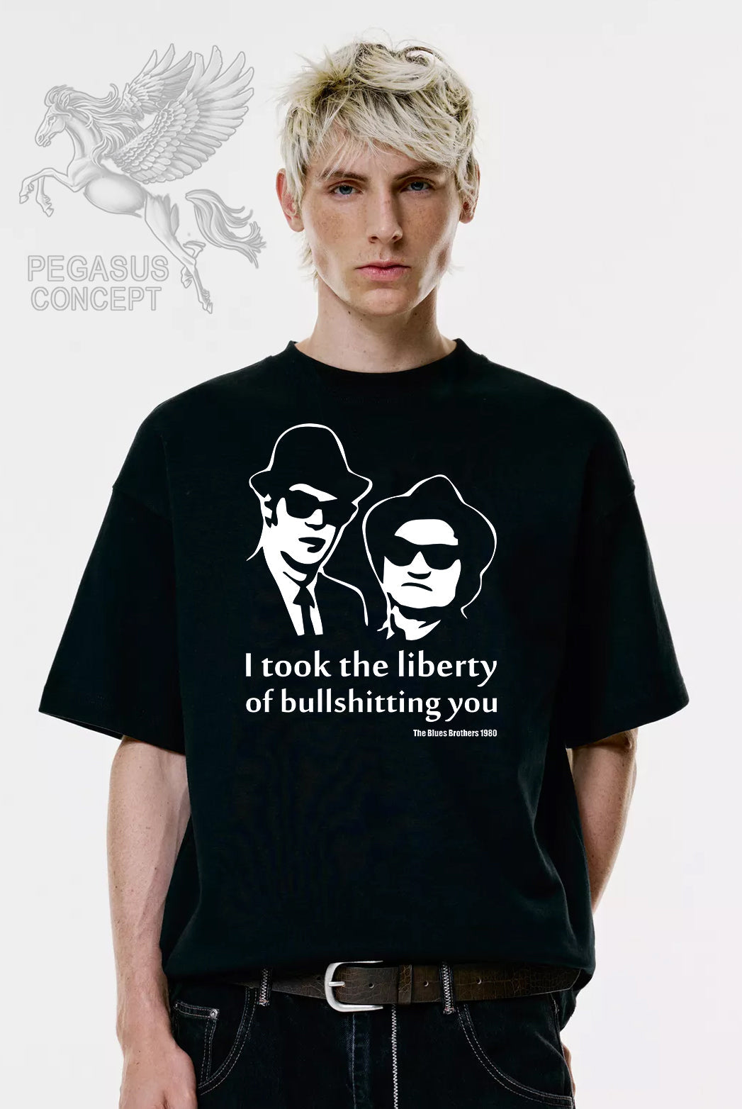 Μπλούζα μακό Premium ποιότητας σε χρώμα μαύρο με τύπωμα The Blues Brothers