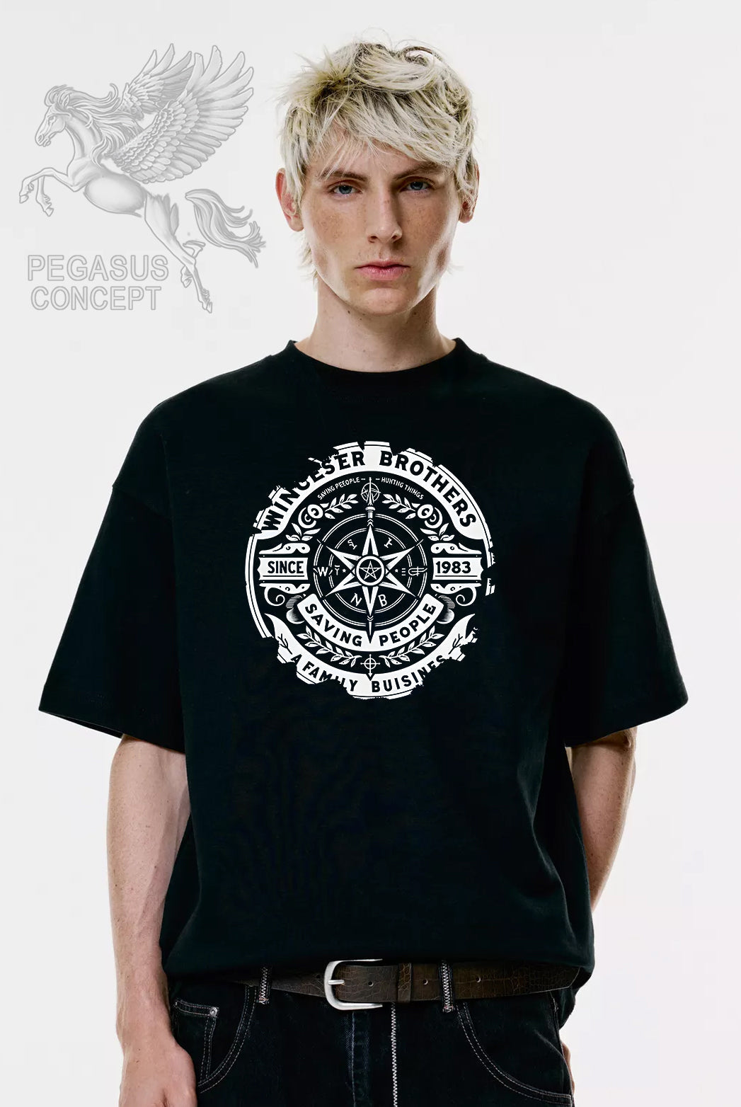 Μπλούζα μακό Premium ποιότητας σε χρώμα μαύρο με τύπωμα Supernatural